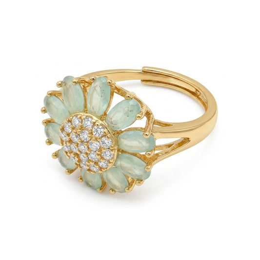 Mint Green and Gold Daisy Ring