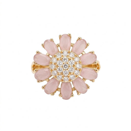 Pink and Gold Daisy Ring