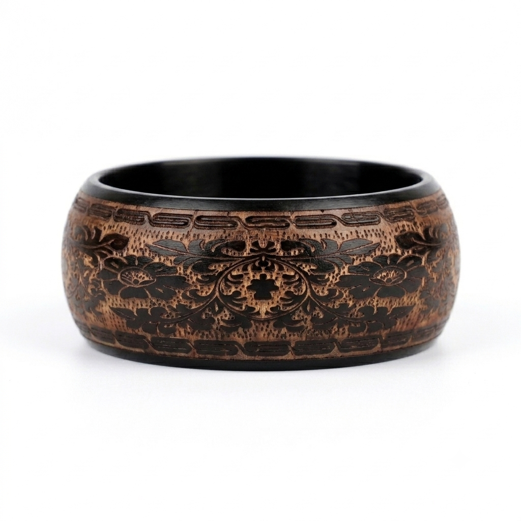 Flower Pattern Wood Bangle