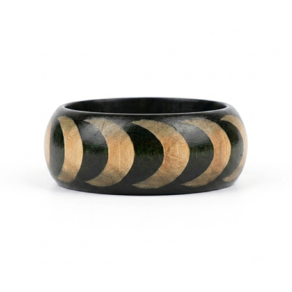 Moon Pattern Wood Bangle