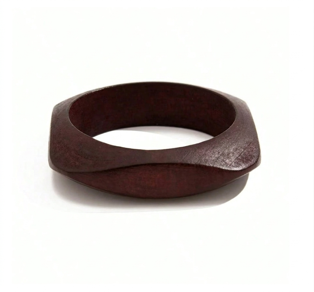 Brown Square Wood Bangle