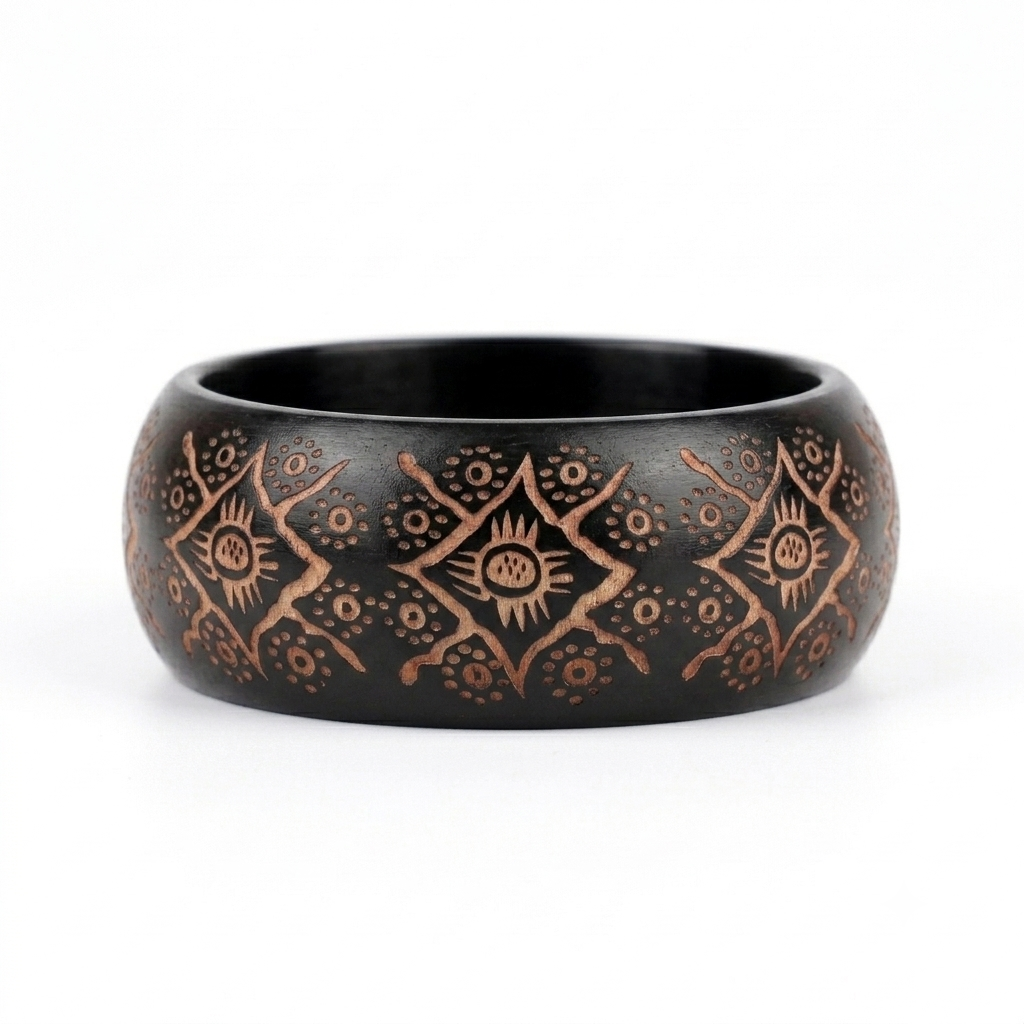 Aztec Pattern Wood Bangle