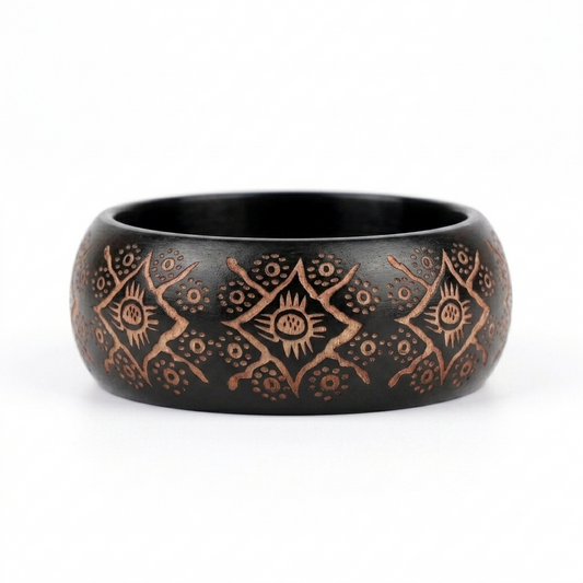 Aztec Pattern Wood Bangle