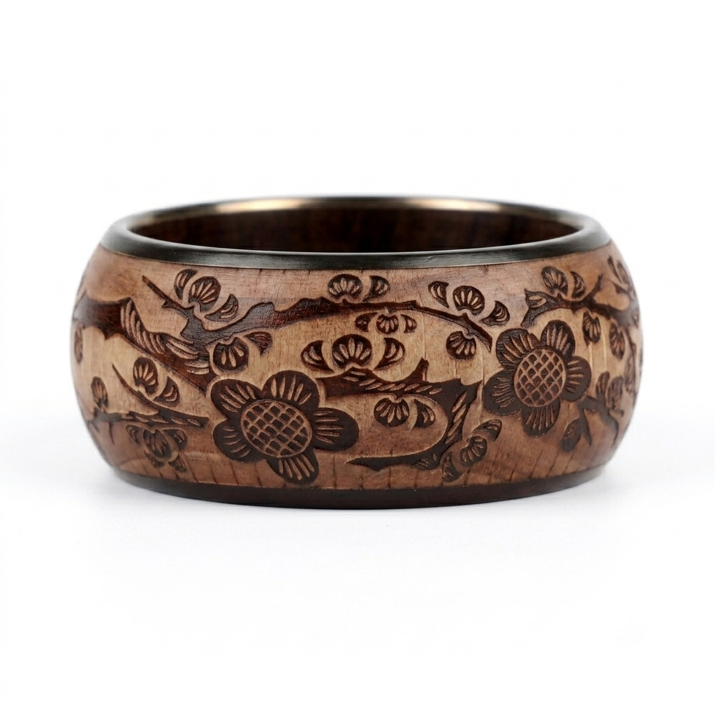 Blossoms Pattern Wood Bangle