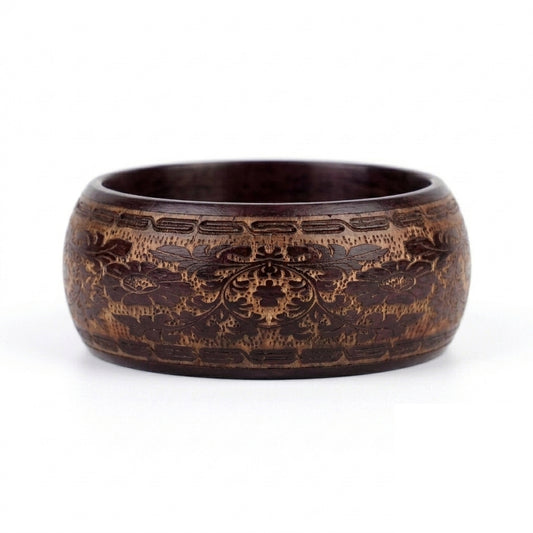 Flower Pattern Wood Bangle