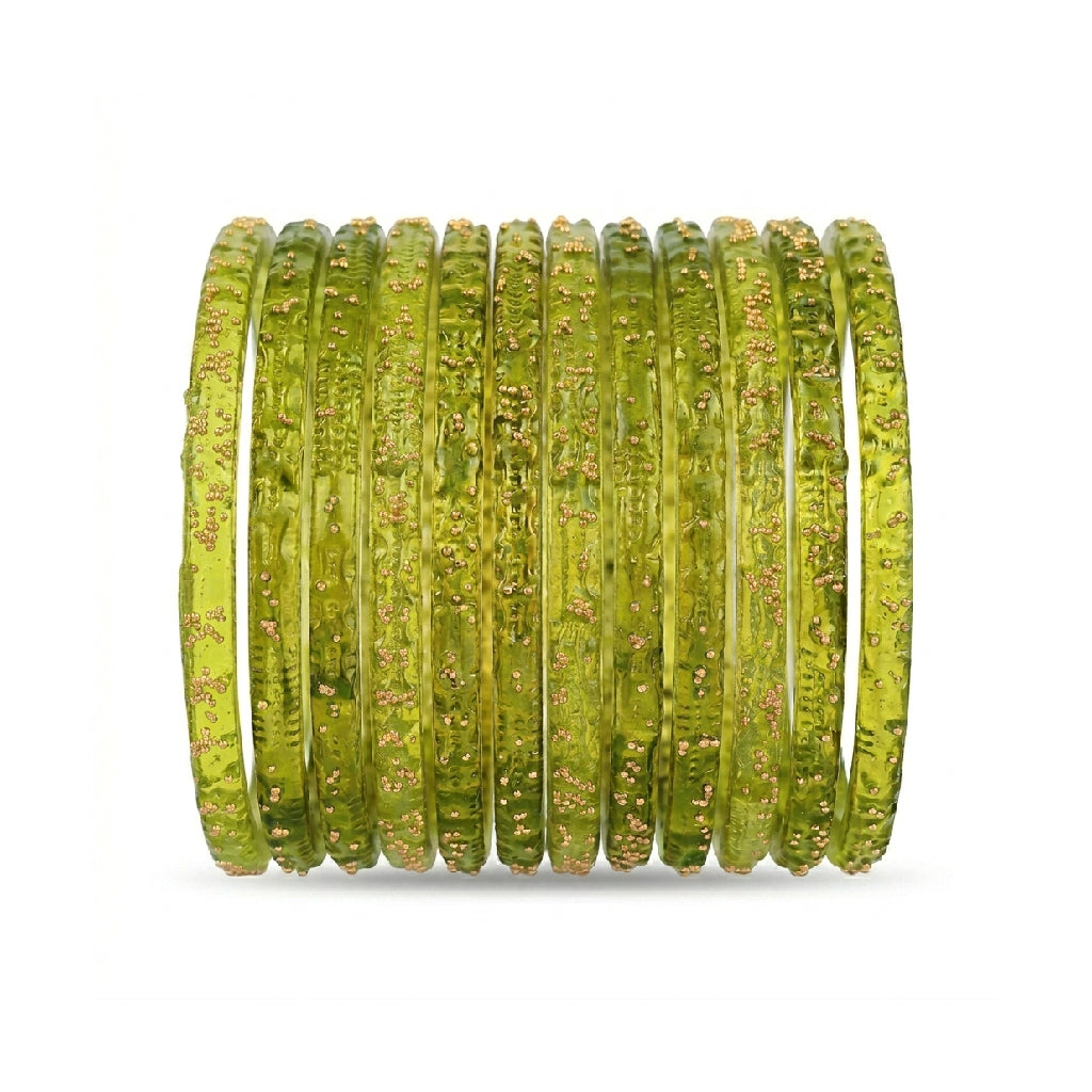 Lime Green Raindrop Glass Bangles
