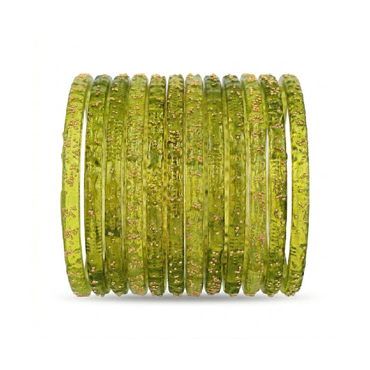 Lime Green Raindrop Glass Bangles
