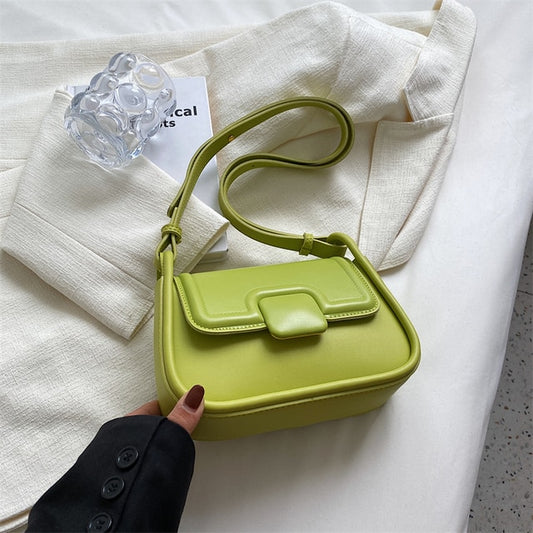 Green Crossbody Bag with Flap