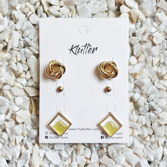 Yellow and Gold Earrings Set